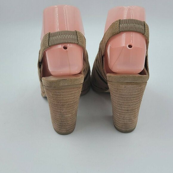 Matisse Mummy Sling Tan Suede Slingback Peep Toe 3" Block Heel Bootie Size 7M - Picture 6 of 11